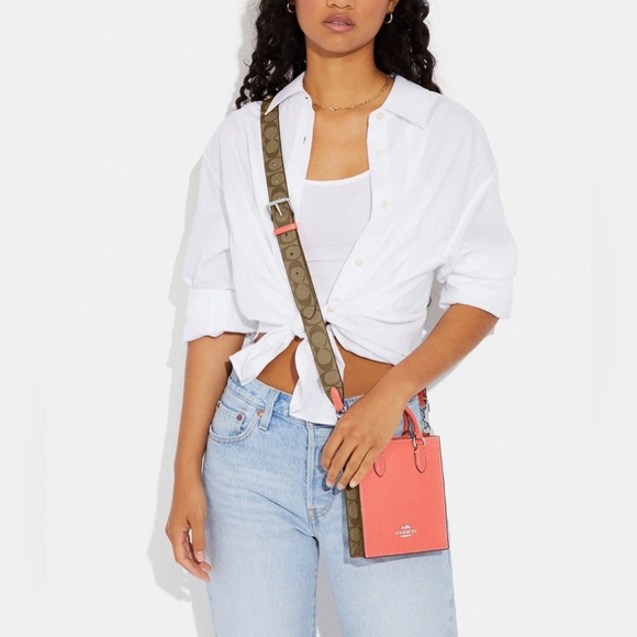 Coach North South Mini Tote With Signature Canvas - Picture 4 of 14